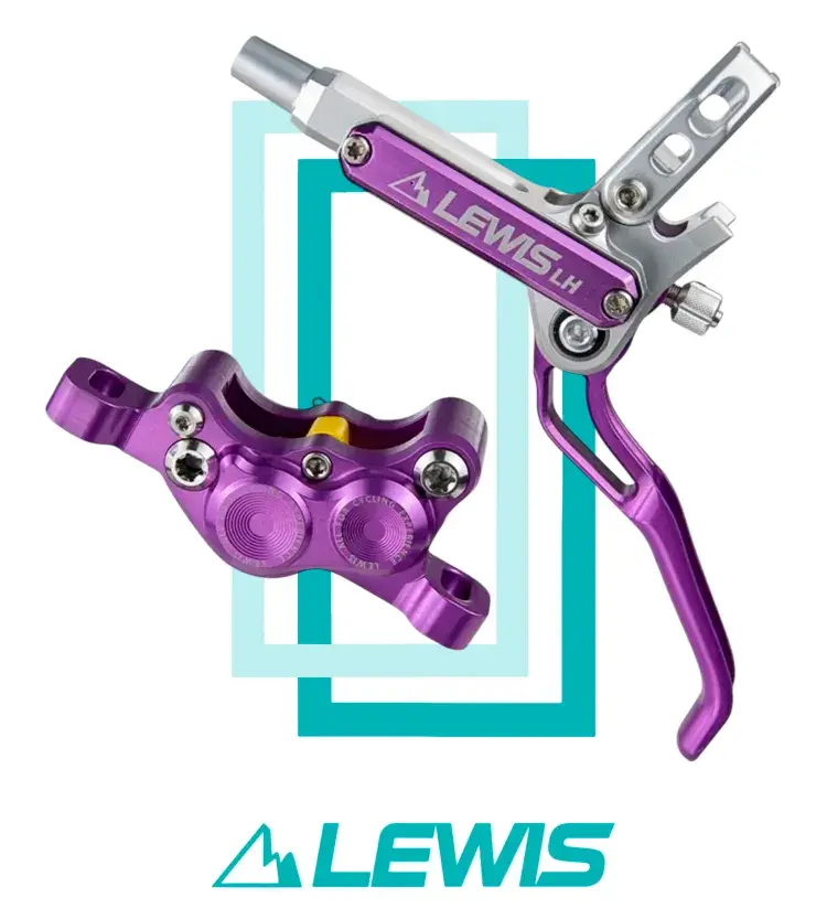 Комплект дисковых тормозов Lewis LH4 Axial Cylinder 4 поршня, 900/1800mm, mineral oil, Silver/purple