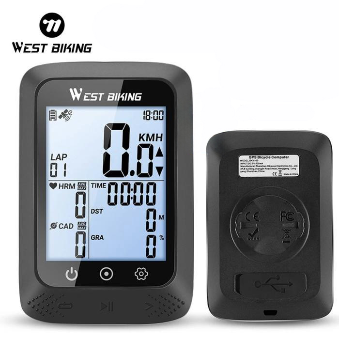 Велокомпьютер беспроводной West Biking 0702109B, BKV 100 GPS, экран 2.4 дюйма