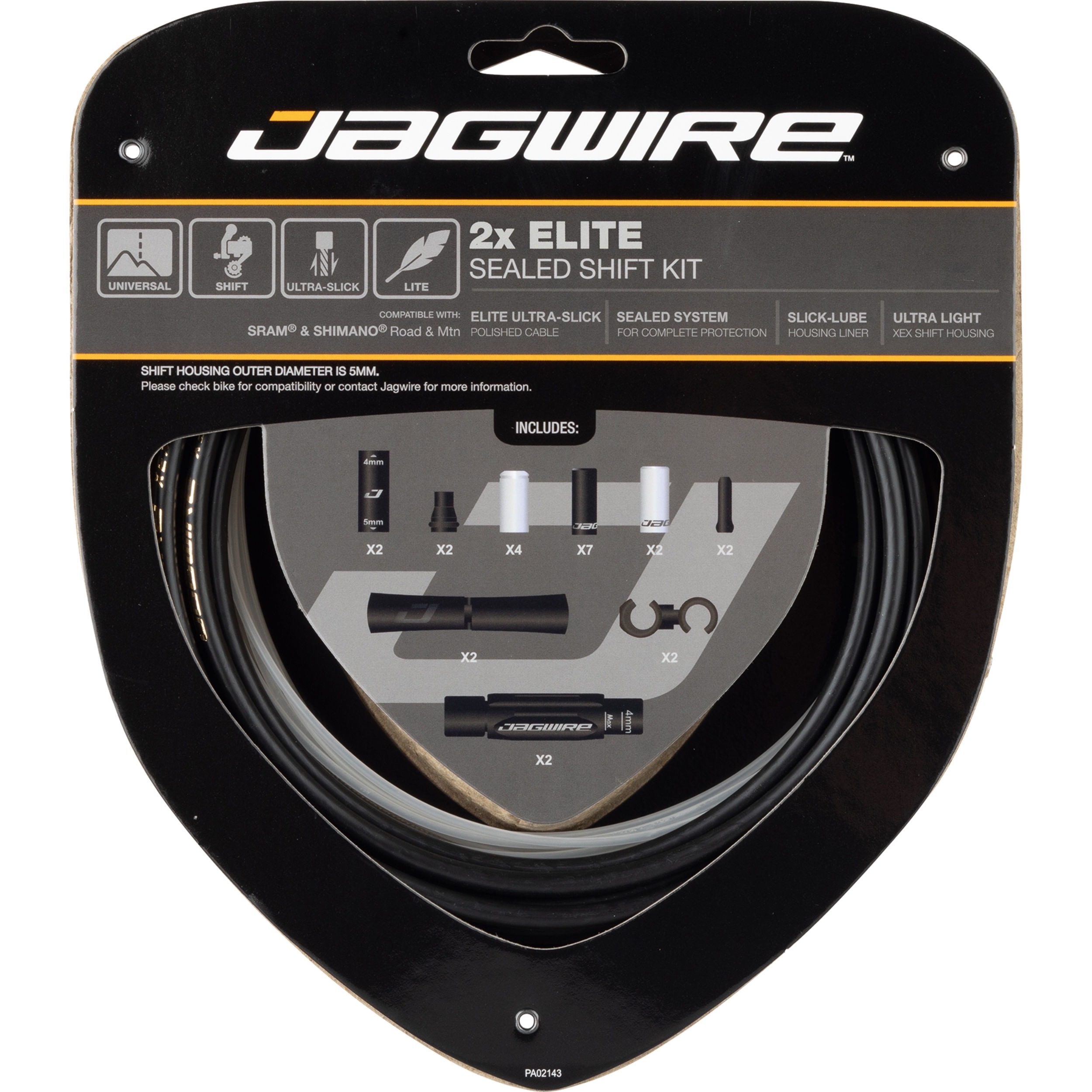 Набор рубашек и тросиков переключения Jagwire Elite Sealed Shift Kit 2X Stealth Black