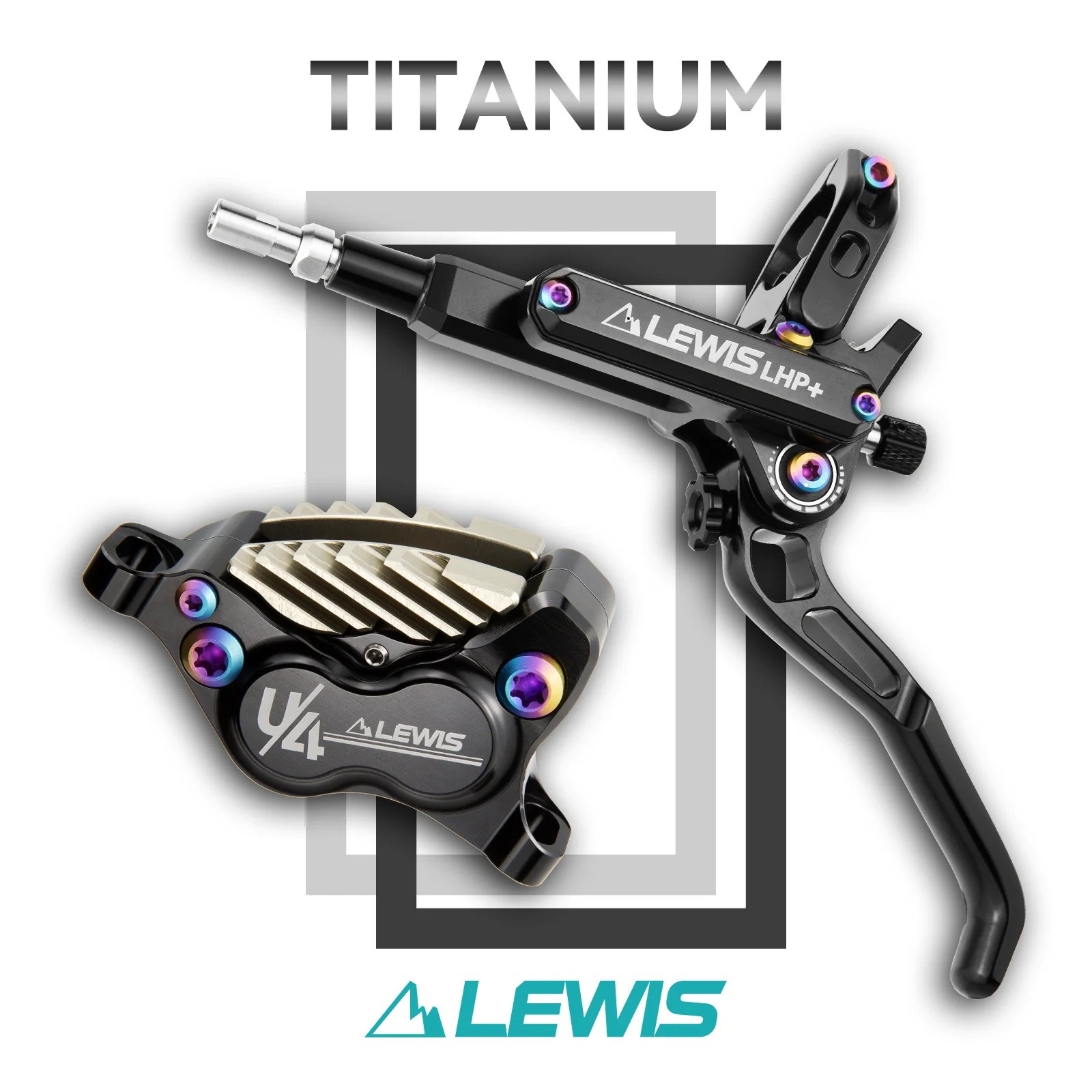 Комплект дисковых тормозов Lewis LHP+ U4T Titanium Bolts 4 поршня, 900/1800mm, mineral oil, Black