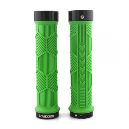 Грипсы RockBros Hexagon 142mm, нескользящие, светоотражающая заглушка, зеленые