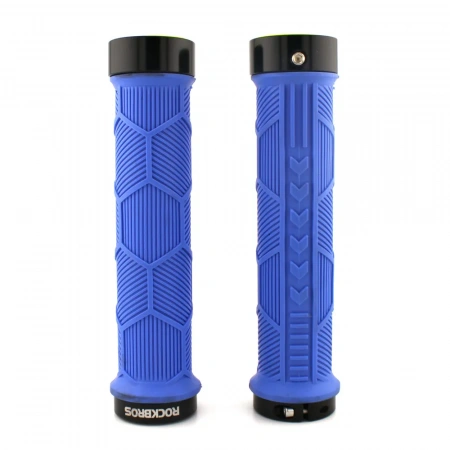 Грипсы RockBros Hexagon 142mm, нескользящие, светоотражающая заглушка, синие