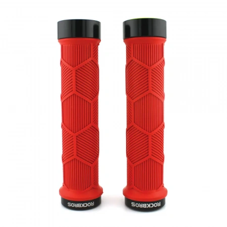 Грипсы RockBros Hexagon 142mm, нескользящие, светоотражающая заглушка, красные