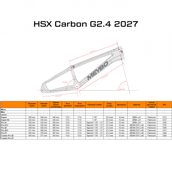 Рама BMX Race Meybo HSX Carbon G2.4 2027 Pro 21 White/Silver