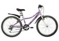 Велосипед NOVATRACK 24" ALICE лиловый,  стальная рама 12", 6 скор., Shimano TY21/Microshift TS38, V- brake