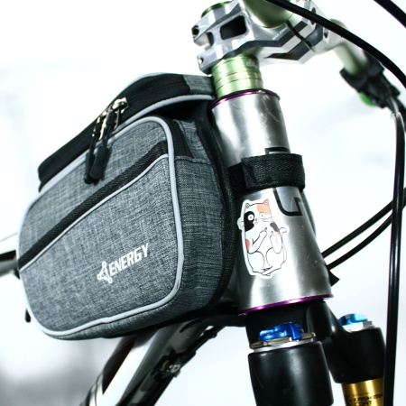 Сумка на раму велосипеда Energy водостойкая, с отделением для смартфона, светло-серая