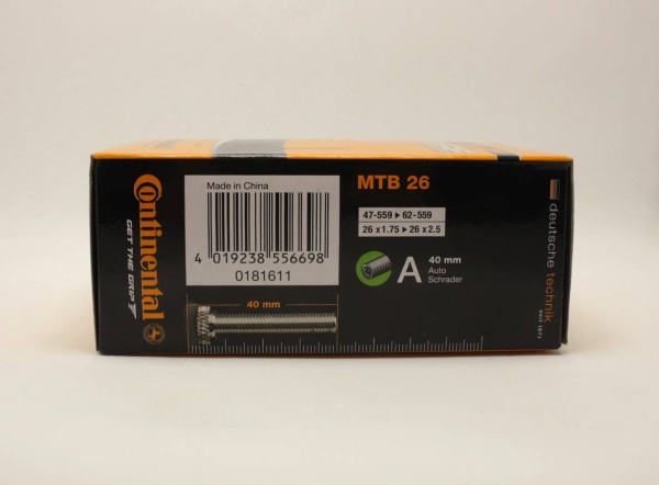 Камера 26x1.75-2.5" Continental MTB 26 авто нип. 40мм (200гр.)