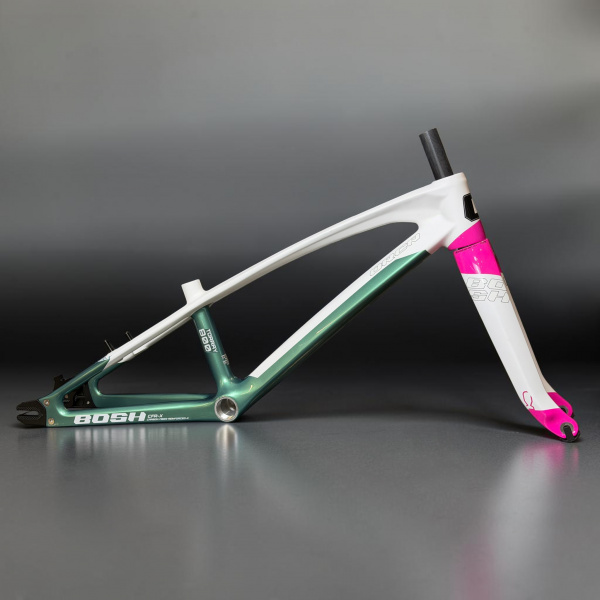 Фреймсет BMX Bombshell 2027 Orca Carbon Junior White/Pink/Chameleon mint