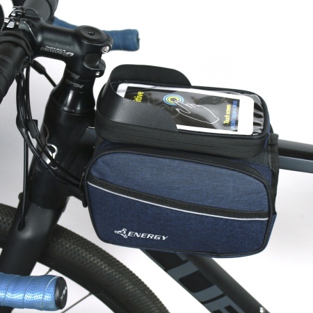 Сумка на раму велосипеда Energy водостойкая, с отделением для смартфона, синяя