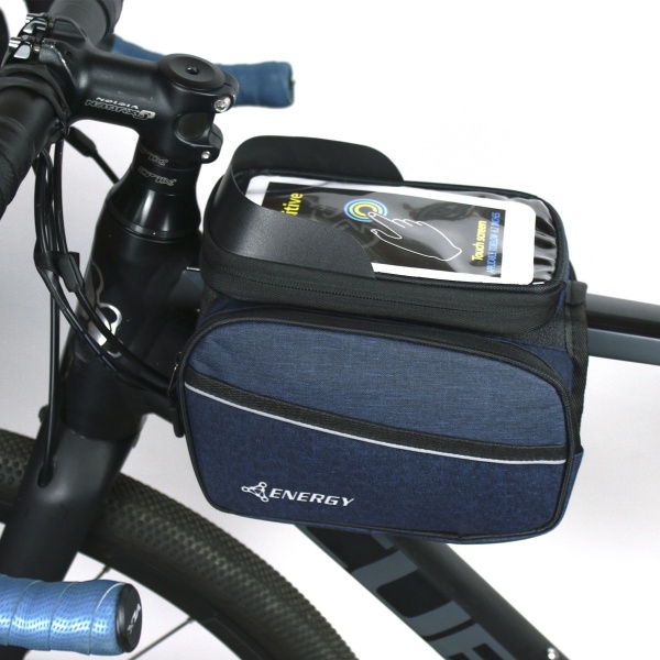 Сумка на раму велосипеда Energy водостойкая, с отделением для смартфона, синяя