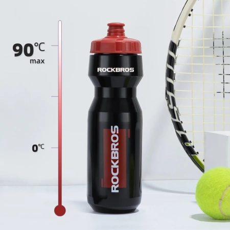 Фляга спортивная RockBros 750мл, черная с красной крышкой
