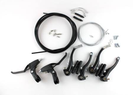 Полный комплект ободных тормозов v-brake Energy c ручками, тросами и оплеткой, 2 стороны